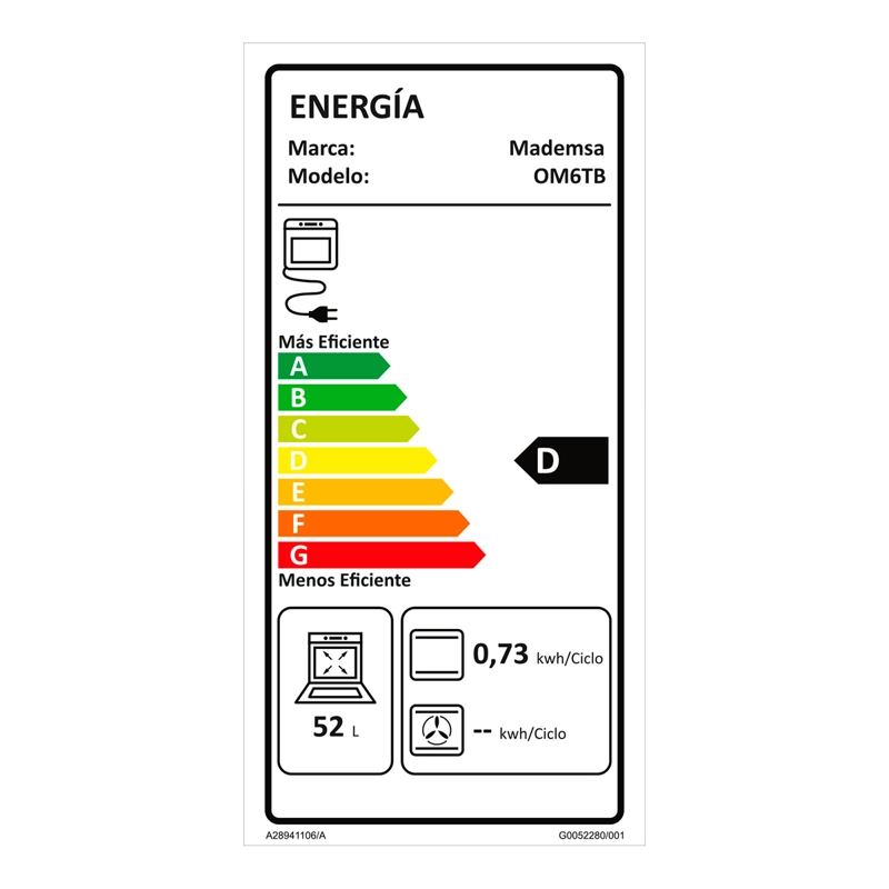 HORNO ELÉCTRICO MADEMSA EMPOTRABLE 52L OM6TB - 10