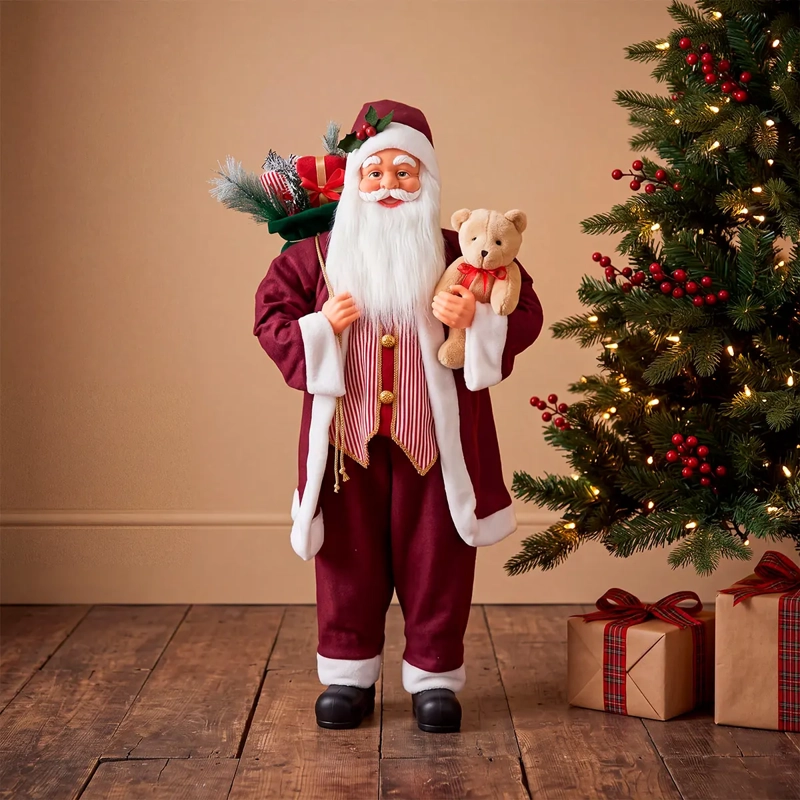 ADORNO NAVIDEÑO RIPLEY HOME SANTA CON OSO 150 CM - 1