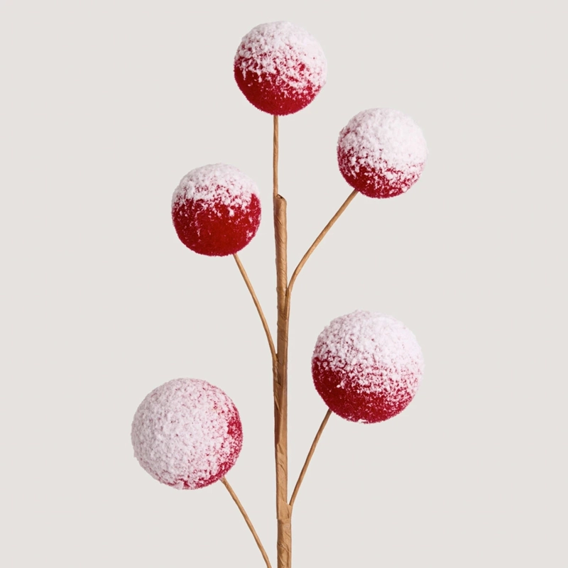 ADORNO NAVIDEÑO RIPLEY HOME TRADITIONAL XMAS RAMA POMPOM ROJO - 3