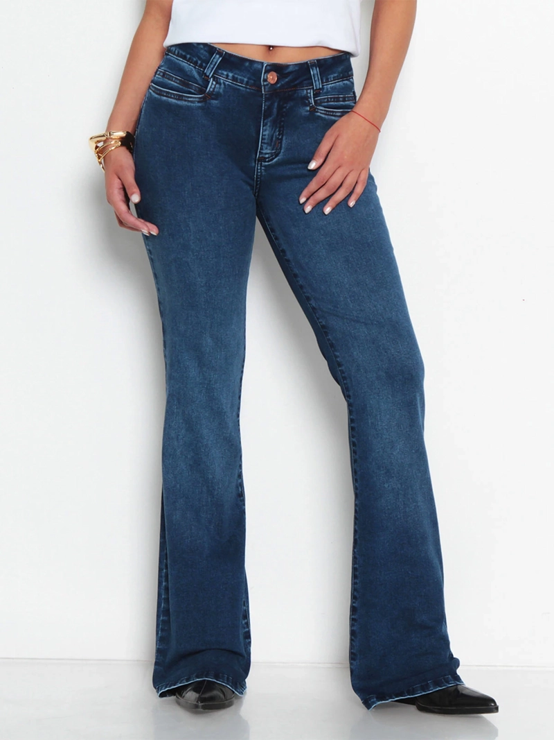 JEANS MUJER WADOS ALGODÓN FLARE TIRO BAJO - 3
