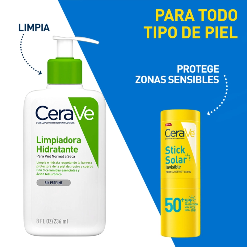 PROTECTOR SOLAR ROSTRO Y LABIOS CERAVE SUNSCREEN STICK SPF50+ 8G - 6