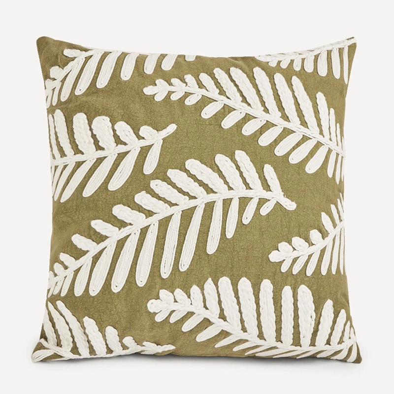 COJÍN MAISON LINETT HOJAS 50X50 CM BEIGE