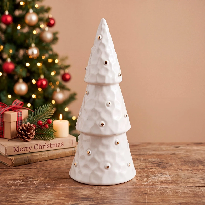 ADORNO NAVIDEÑO RIPLEY HOME ÁRBOL CERÁMICA BLANCO - 1