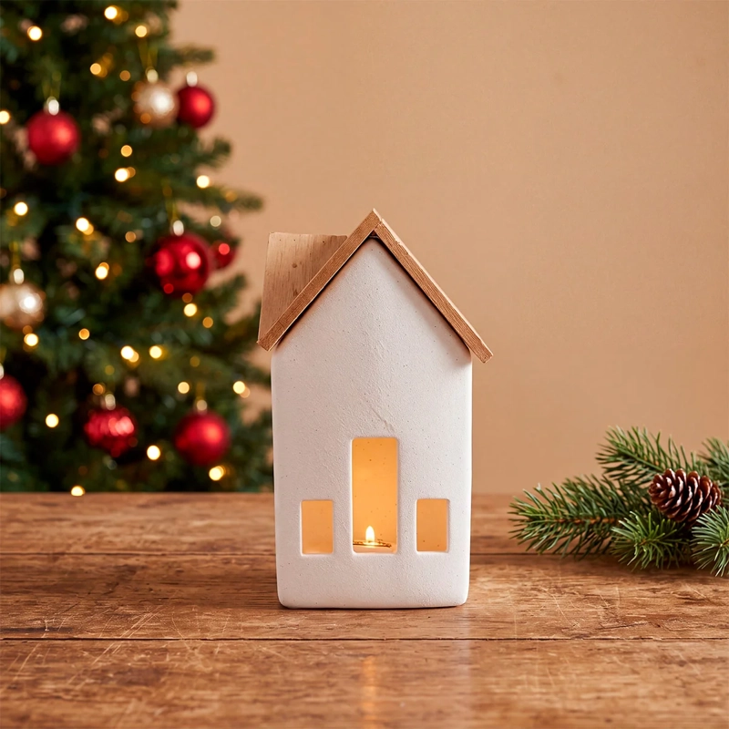 ADORNO NAVIDEÑO RIPLEY HOME NORDIC CASITA 3 PUERTAS - 1