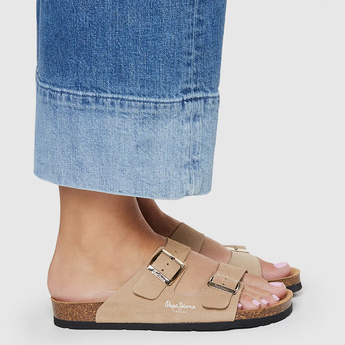 SANDALIAS MUJER PEPE JEANS LONDON CASUALES BLANCO OBAN SUEDE CUERO - 6