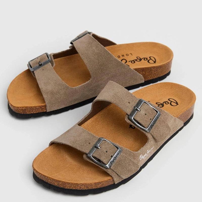 SANDALIAS MUJER PEPE JEANS LONDON CASUALES BEIGE OBAN SUEDE CUERO - 2