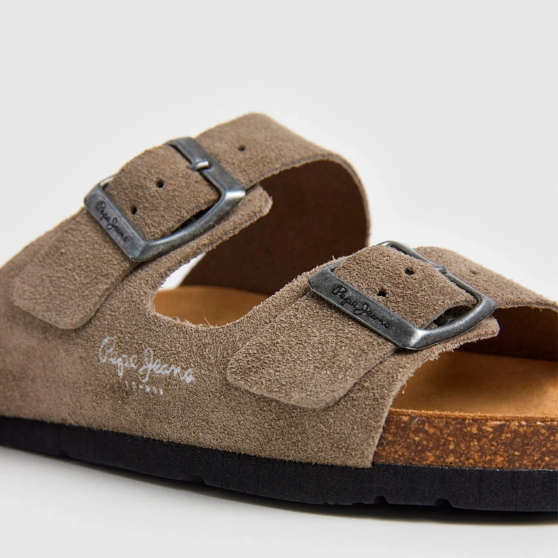 SANDALIAS MUJER PEPE JEANS LONDON CASUALES BEIGE OBAN SUEDE CUERO - 5