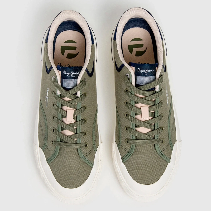 ZAPATILLAS HOMBRE PEPE JEANS LONDON CASUALES VERDE NOLAN BASIC - 3