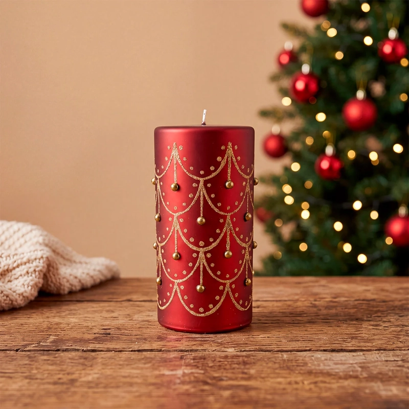 VELA RIPLEY HOME GLITTER ROJO/DORADO - 1