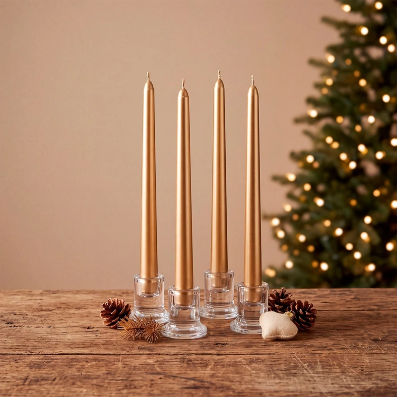 SET X4 VELAS RIPLEY HOME ORO 25 CM - 1