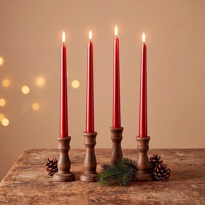 SET X4 VELAS RIPLEY HOME 25 CM ROJO - 1