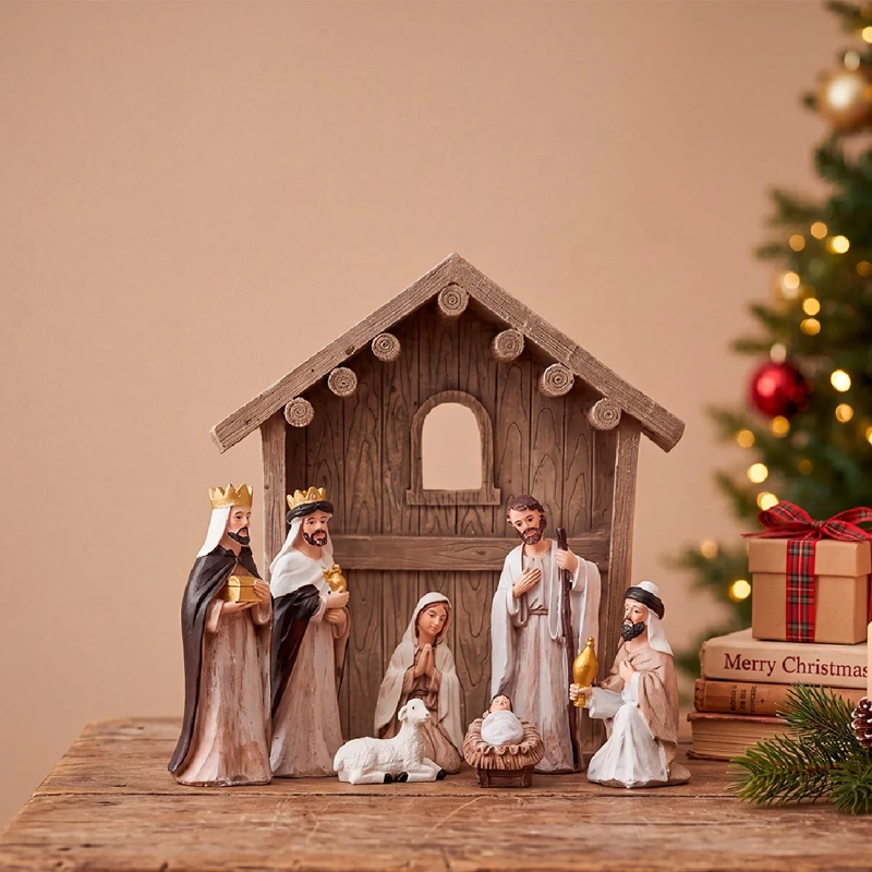 PESEBRE RIPLEY HOME CASA MADERA 8 PIEZAS - 1