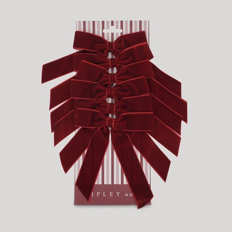 ADORNO NAVIDEÑO RIPLEY HOME WINE ROSE PACK X6 LAZOS VELVET - 4