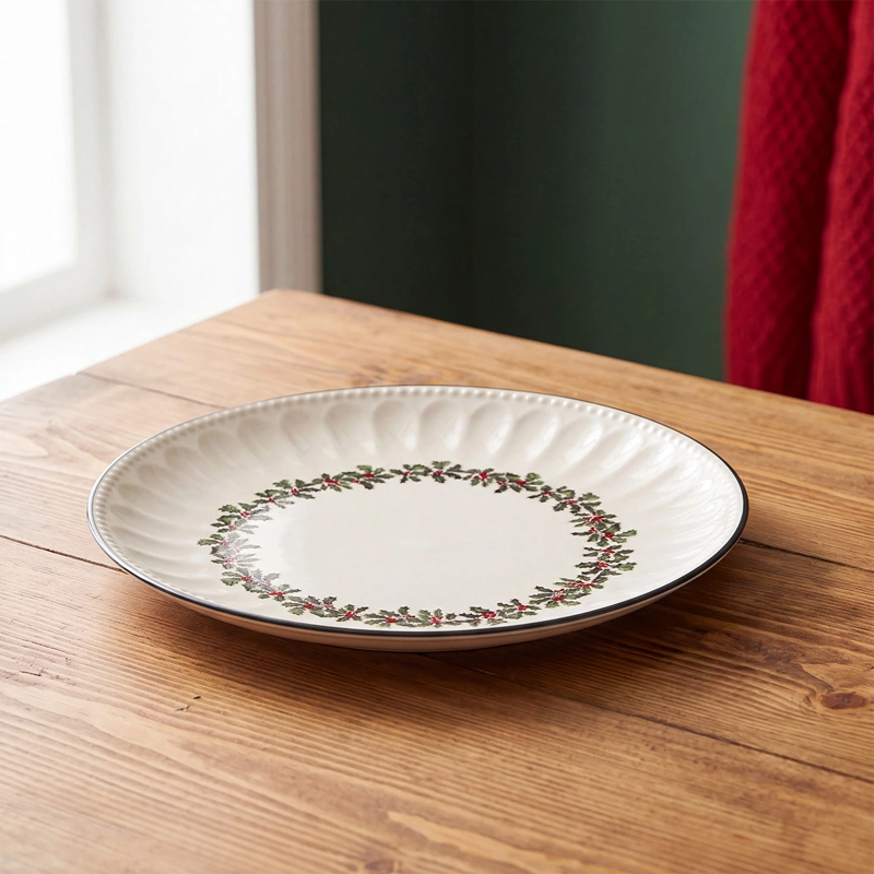 PLATO FONDO RIPLEY HOME RAMAS NAVIDAD BLANCO - 1