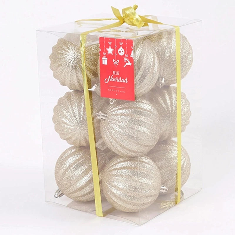 SET X12 ADORNOS NAVIDEÑO RIPLEY HOME GIRO 8 CM DORADO - 2