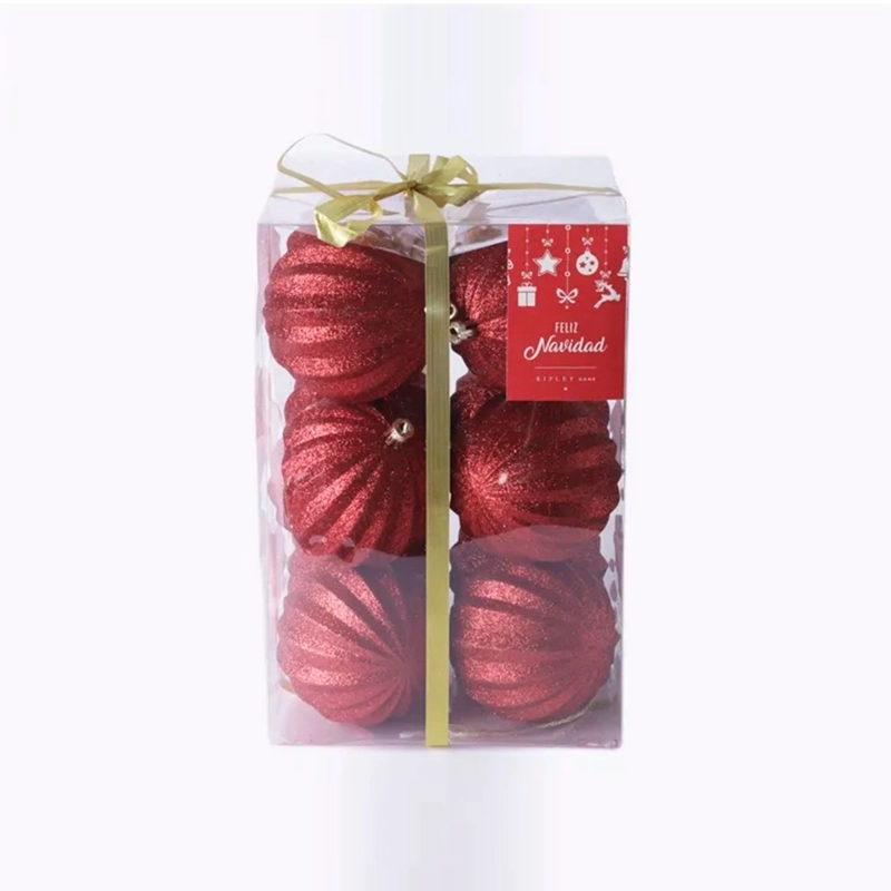 SET X12 ADORNOS NAVIDEÑO RIPLEY HOME GIRO 8 CM ROJO - 1