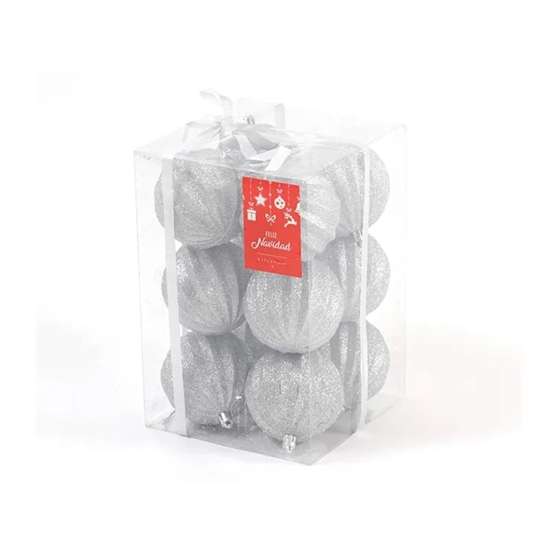 SET X12 ADORNOS NAVIDEÑO RIPLEY HOME GIRO 8 CM PLATEADO - 1