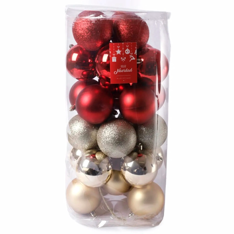 SET X30 ADORNOS NAVIDEÑO RIPLEY HOME ESFERAS 8 CM DORADO/ROJO - 1