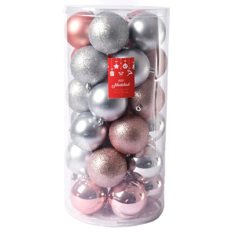 SET X30 ADORNOS NAVIDEÑO RIPLEY HOME ESFERAS 8 CM ROJO/PLATEADO - 1