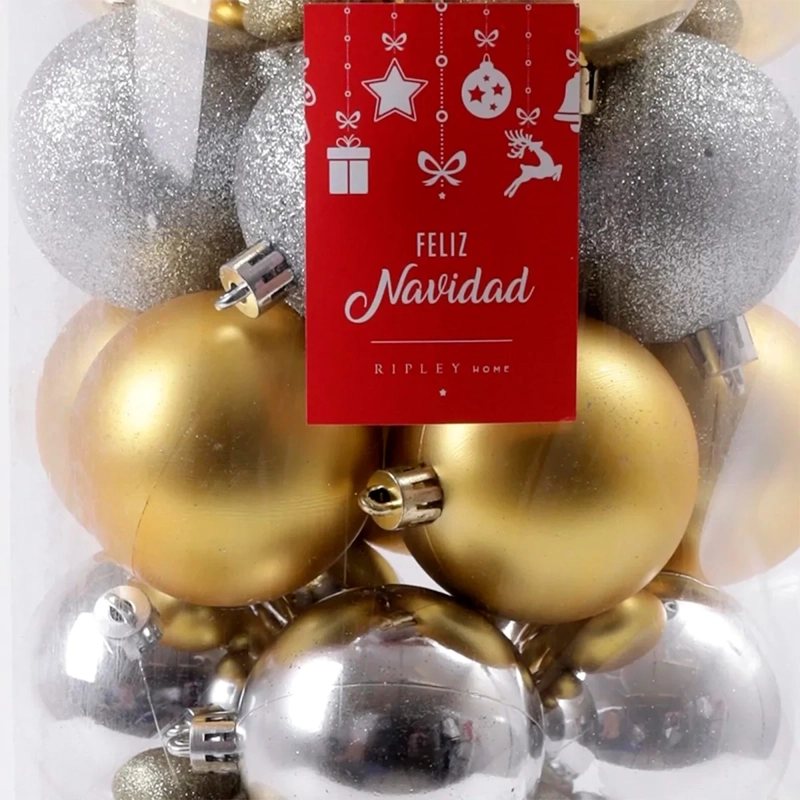 SET X50 ADORNOS NAVIDEÑO RIPLEY HOME ESFERAS 6 CM DORADO/PLATEADO - 3