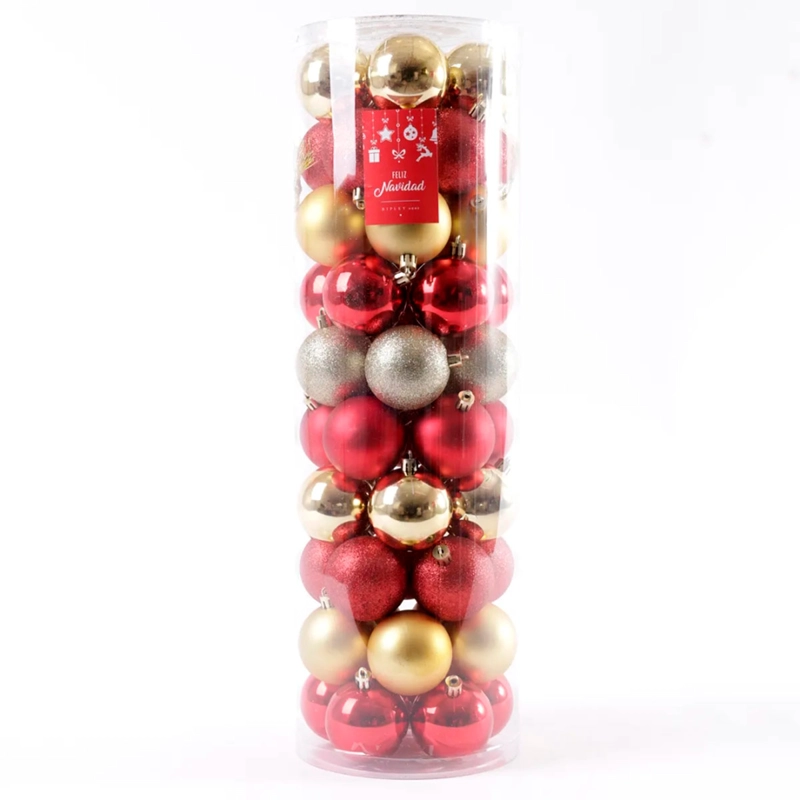 SET X50 ADORNOS NAVIDEÑO RIPLEY HOME ESFERAS 6 CM DORADO/ROJO - 1