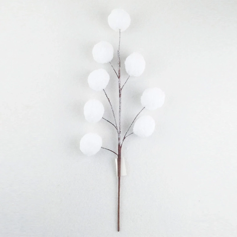 ADORNO NAVIDEÑO RIPLEY HOME NORDIC XMAS POMPONES BRILLO BLANCO - 2