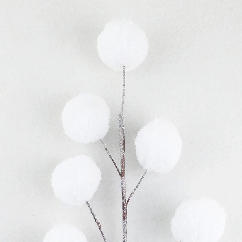 ADORNO NAVIDEÑO RIPLEY HOME NORDIC XMAS POMPONES BRILLO BLANCO - 3