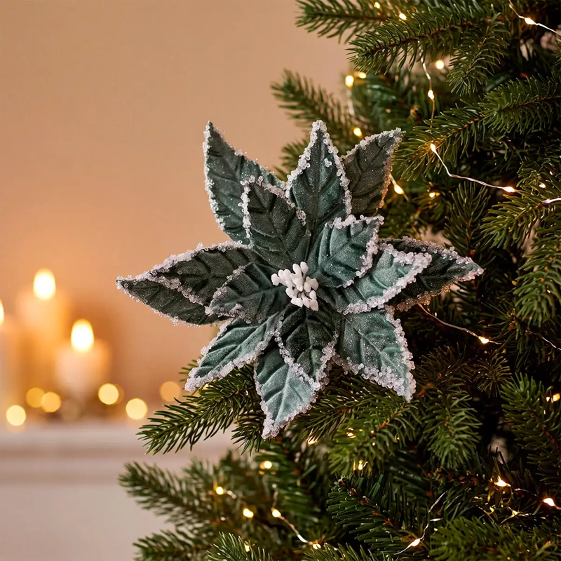 ADORNO NAVIDEÑO RIPLEY HOME NORDIC POINTSETIA AQUA - 1