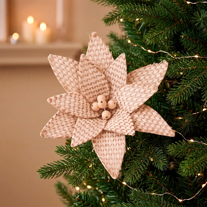 ADORNO NAVIDEÑO RIPLEY HOME NORDIC POINTSETIA TEJIDA - 1