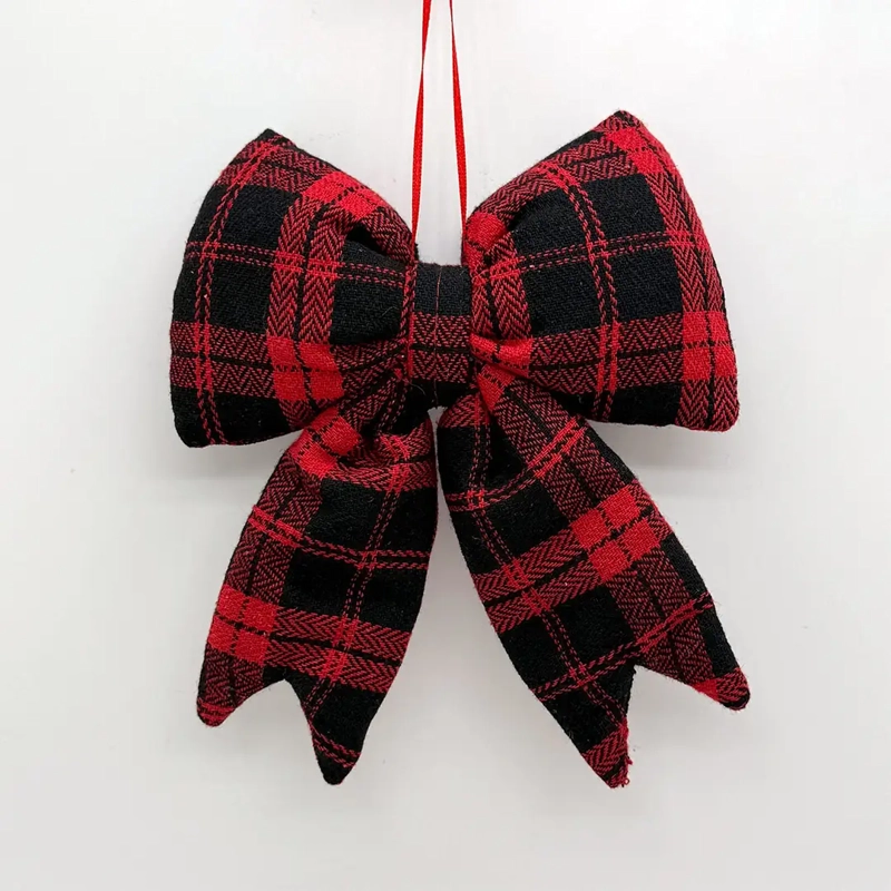 ADORNO NAVIDEÑO RIPLEY HOME TEDDY LAZO ESCOCES ROJO  - 2
