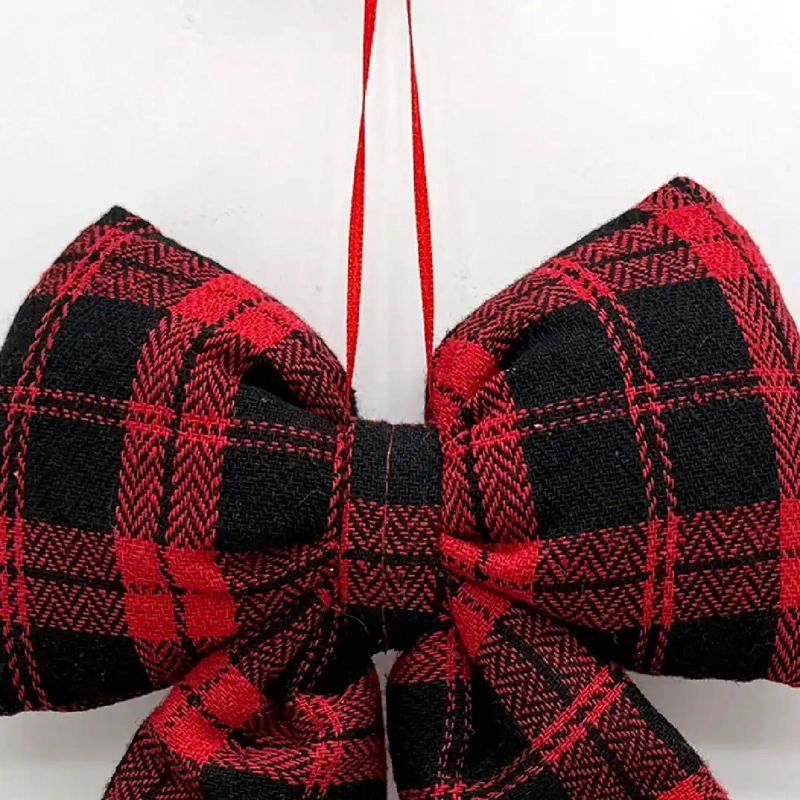 ADORNO NAVIDEÑO RIPLEY HOME TEDDY LAZO ESCOCES ROJO  - 3