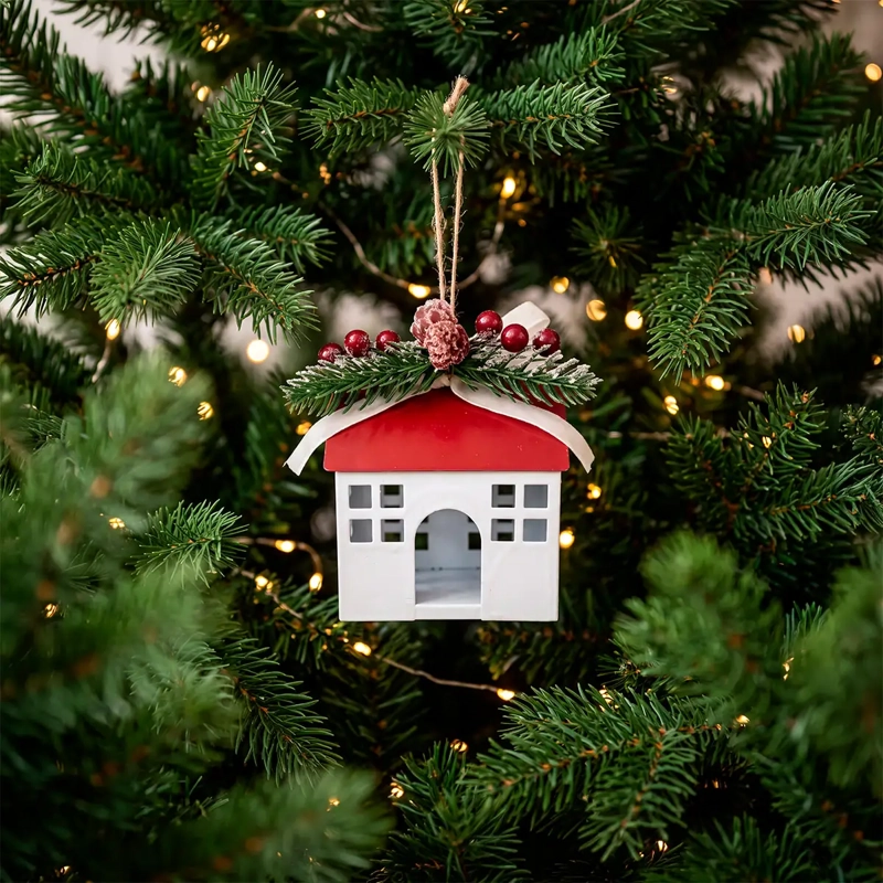 ADORNO NAVIDEÑO RIPLEY HOME TRADITIONAL XMAS CASA BLANCA Y ROJO - 1
