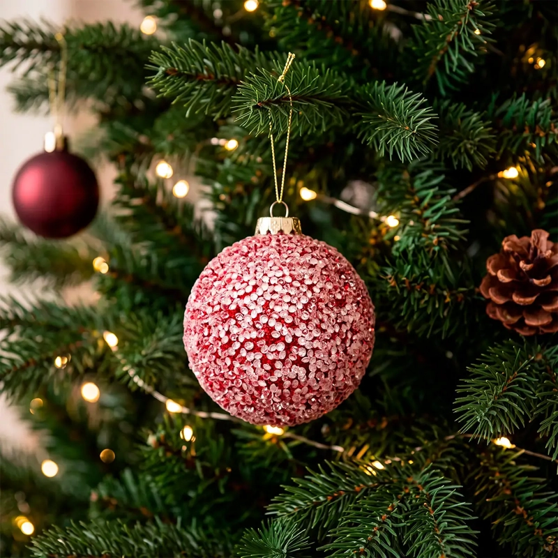 ADORNO NAVIDEÑO RIPLEY HOME TRADITIONAL XMAS ESFERA FROSTED 10 CM ROJO - 1