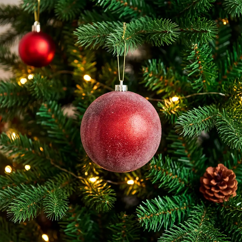 ADORNO NAVIDEÑO RIPLEY HOME TRADITIONAL XMAS ESFERA FROSTED 15 CM ROJO - 1