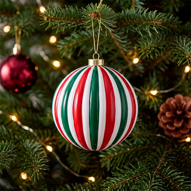 ADORNO NAVIDEÑO RIPLEY HOME TRADITIONAL XMAS ESFERA ACANALADO BICOLOR - 1