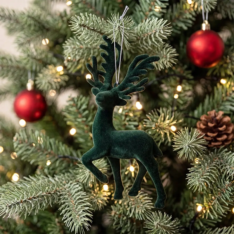 ADORNO NAVIDEÑO RIPLEY HOME TRADITIONAL XMAS RENO VELVET VERDE - 1