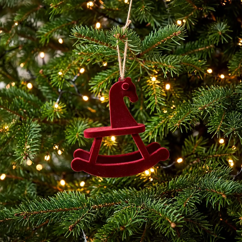 ADORNO NAVIDEÑO RIPLEY HOME WINE ROSE CABALLO MECEDOR VELVET - 1