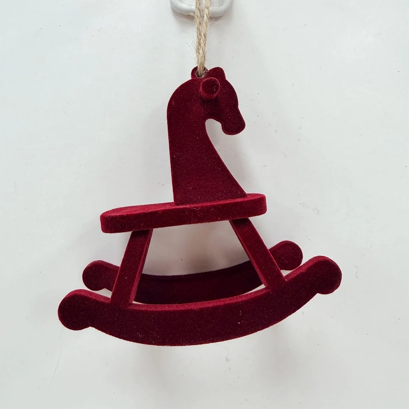 ADORNO NAVIDEÑO RIPLEY HOME WINE ROSE CABALLO MECEDOR VELVET - 2
