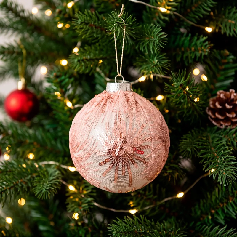 ADORNO NAVIDEÑO RIPLEY HOME WINE ROSE ESFERA MESH MOSTACILLA - 1