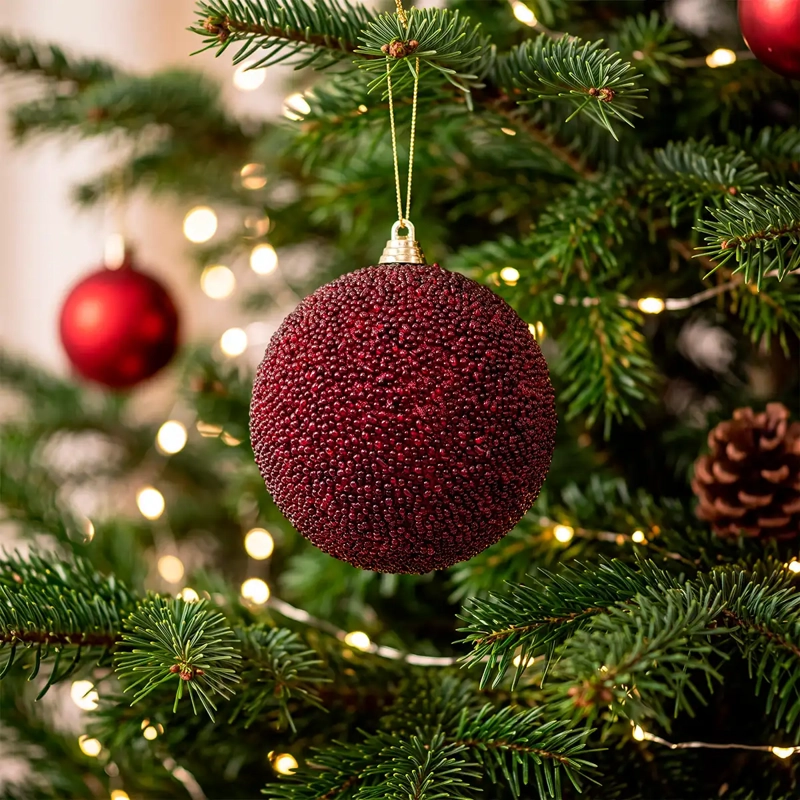 ADORNO NAVIDEÑO RIPLEY HOME WINE ROSE ESFERA MOSTACILLA BURGUNDY - 1