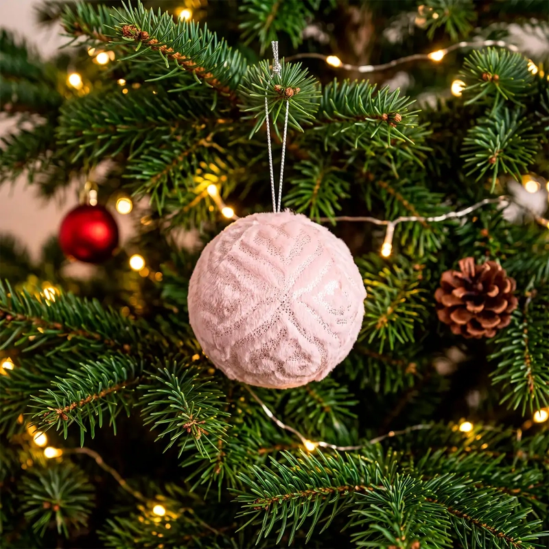 ADORNO NAVIDEÑO RIPLEY HOME WINE ROSE ESFERA PELOS BRILLO ROSA - 1