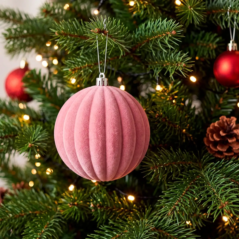 ADORNO NAVIDEÑO RIPLEY HOME WINE ROSE ESFERA VELVET ACANALADO - 1
