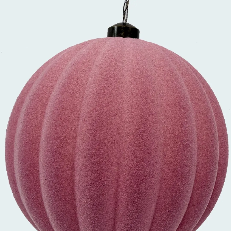 ADORNO NAVIDEÑO RIPLEY HOME WINE ROSE ESFERA VELVET ACANALADO - 3