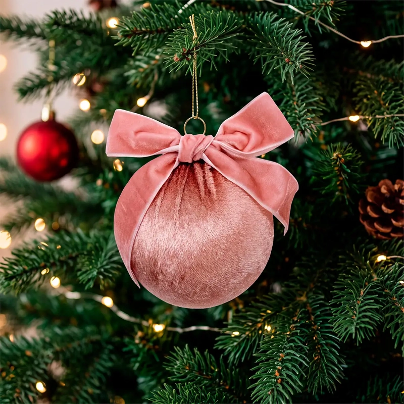 ADORNO NAVIDEÑO RIPLEY HOME WINE ROSE ESFERA VELVET LAZO - 1