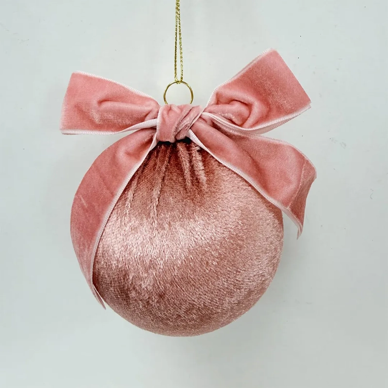 ADORNO NAVIDEÑO RIPLEY HOME WINE ROSE ESFERA VELVET LAZO - 2