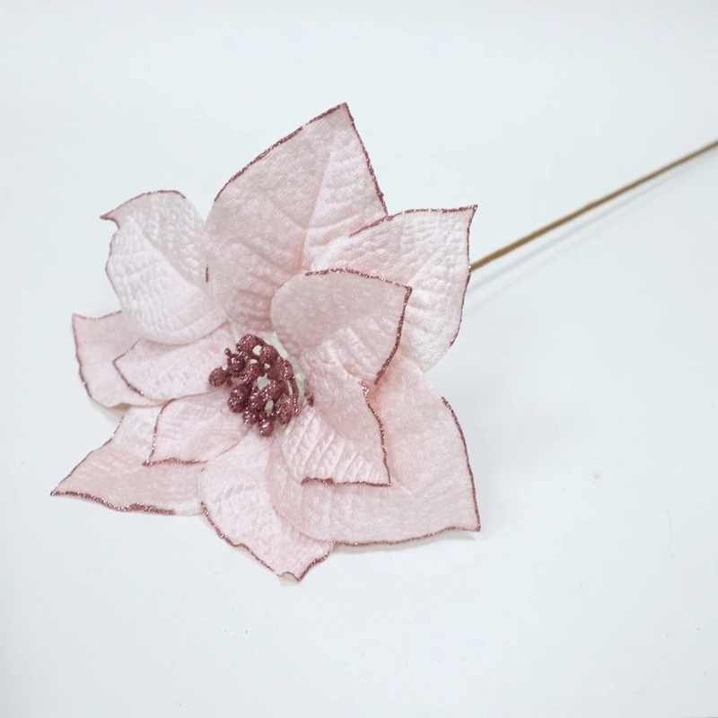ADORNO NAVIDEÑO RIPLEY HOME WINE ROSE POINTSETIA GLITTER ROSA - 2