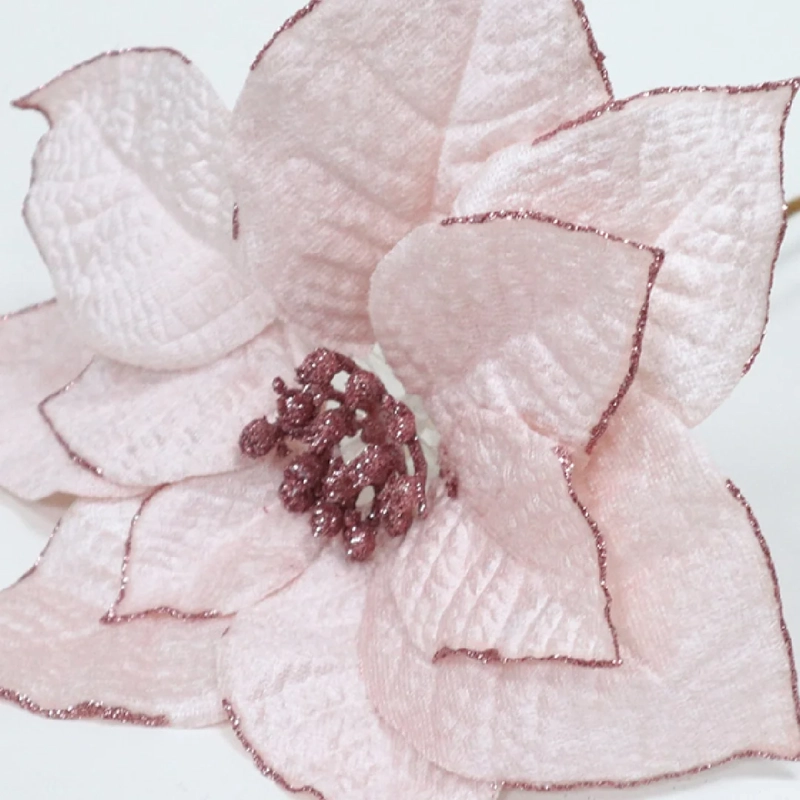 ADORNO NAVIDEÑO RIPLEY HOME WINE ROSE POINTSETIA GLITTER ROSA - 3