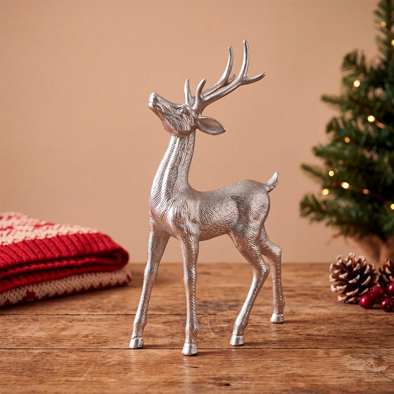 ADORNO NAVIDEÑO RIPLEY HOME GLAM RENO GLITTER NEW SILVER - 1