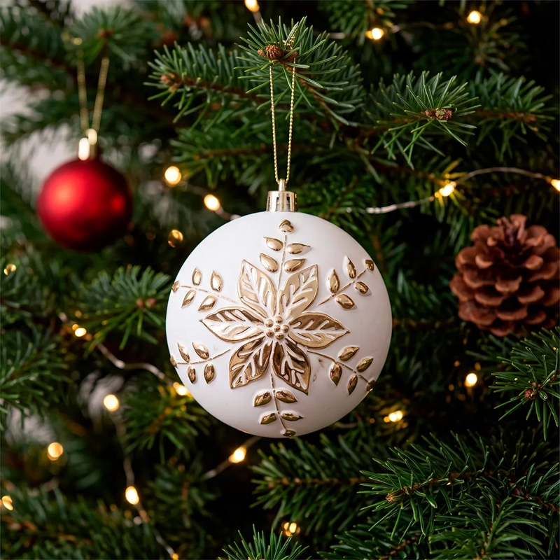 ADORNO NAVIDEÑO RIPLEY HOME ESFERA DISEÑO BLANCO/DORADO - 1