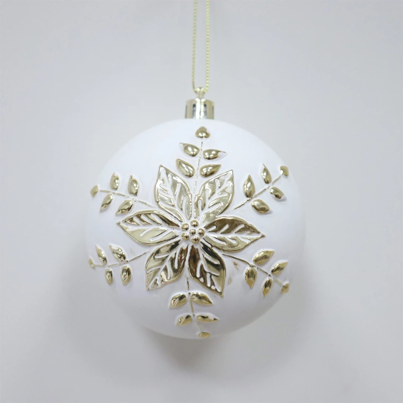 ADORNO NAVIDEÑO RIPLEY HOME ESFERA DISEÑO BLANCO/DORADO - 2